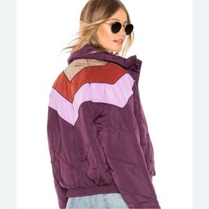 Free People Purple and Red Puffer Jacket (Heidi Ski)